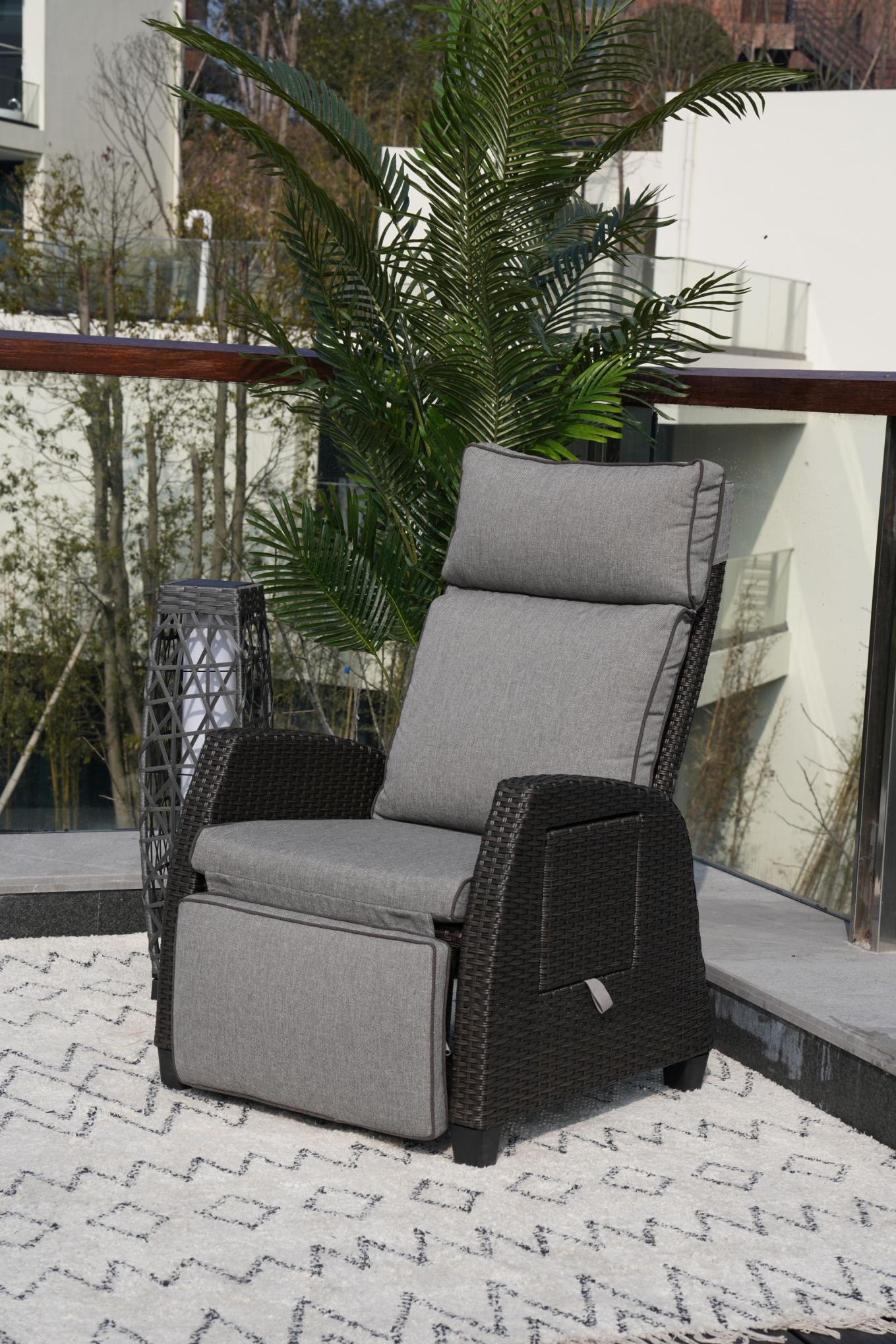 Outdoor Rattan Reclining Adjustable Lounge Chair