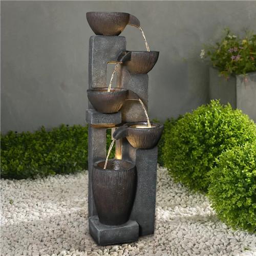 39inches Outdoor Water Fountains With Led Lights For Garden Decor