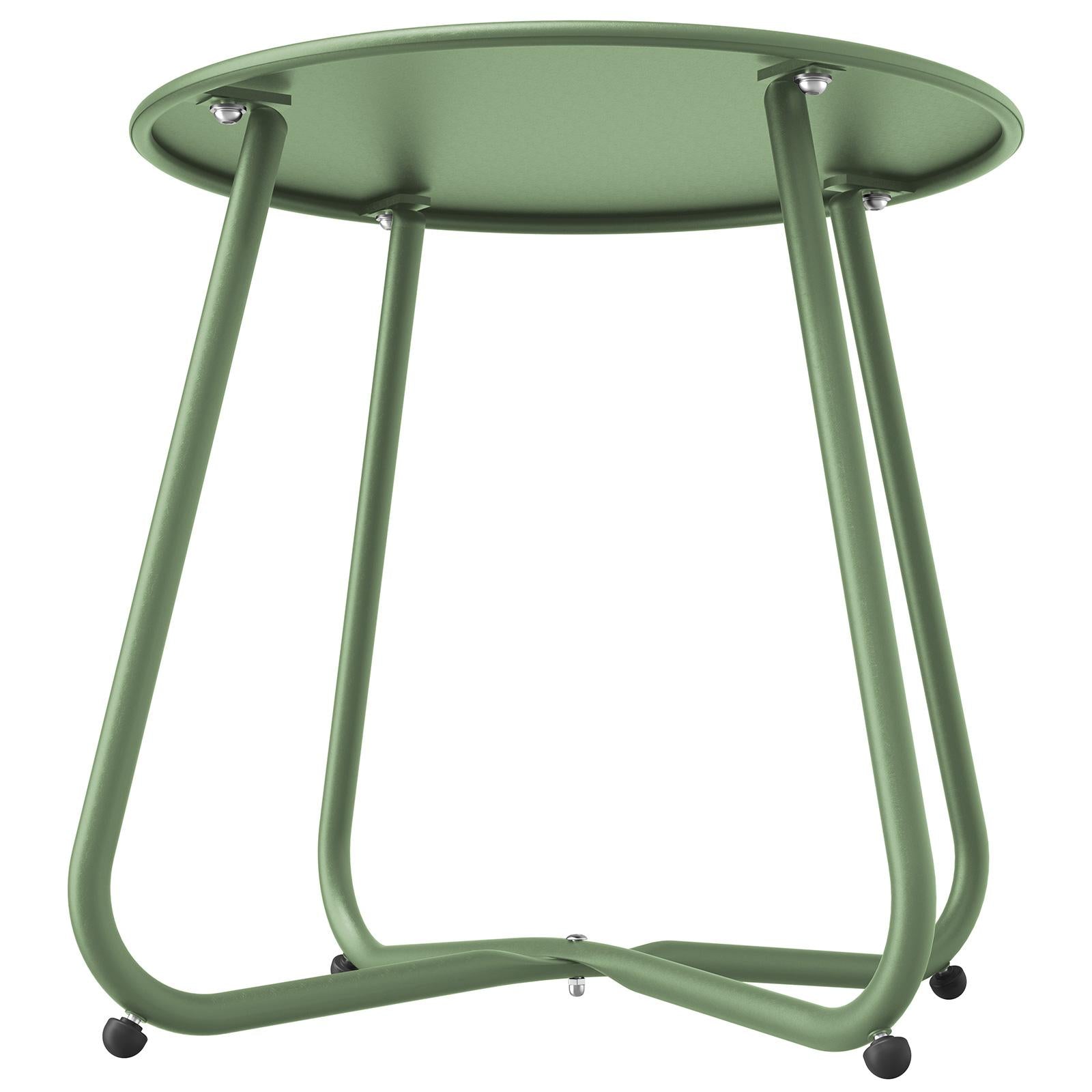 Sr Steel Patio Side Table, Weather Resistant Outdoor Round End Table