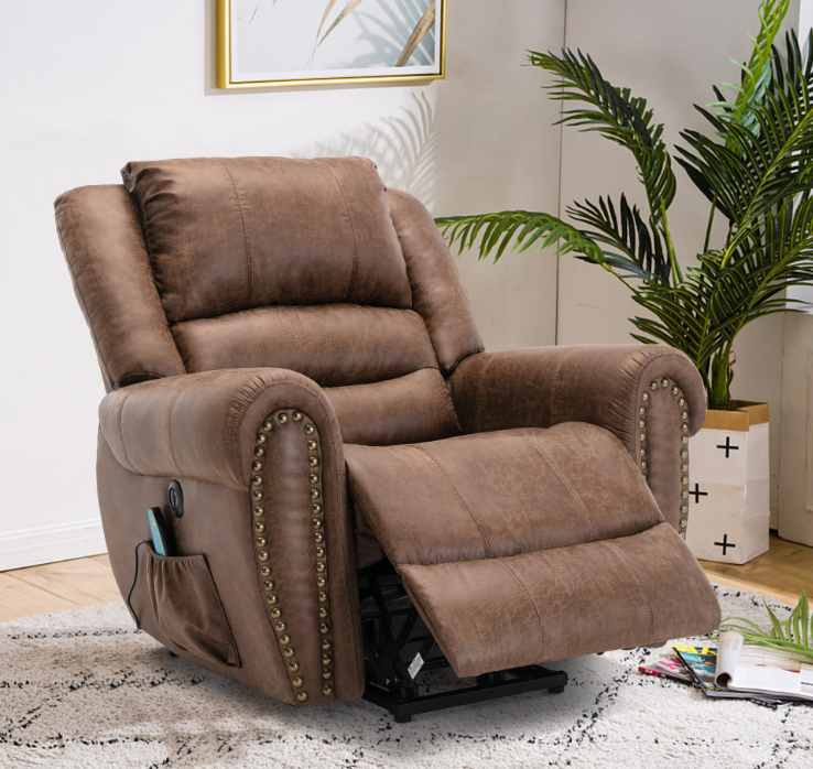 Leather Rivet Power Lift Recliner Chair With Massage And Usb Port