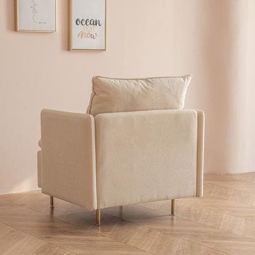 Modern Fabric Accent Armchair, Upholstered Single Sofa Chair,Beige Cotton Linen-30.7''