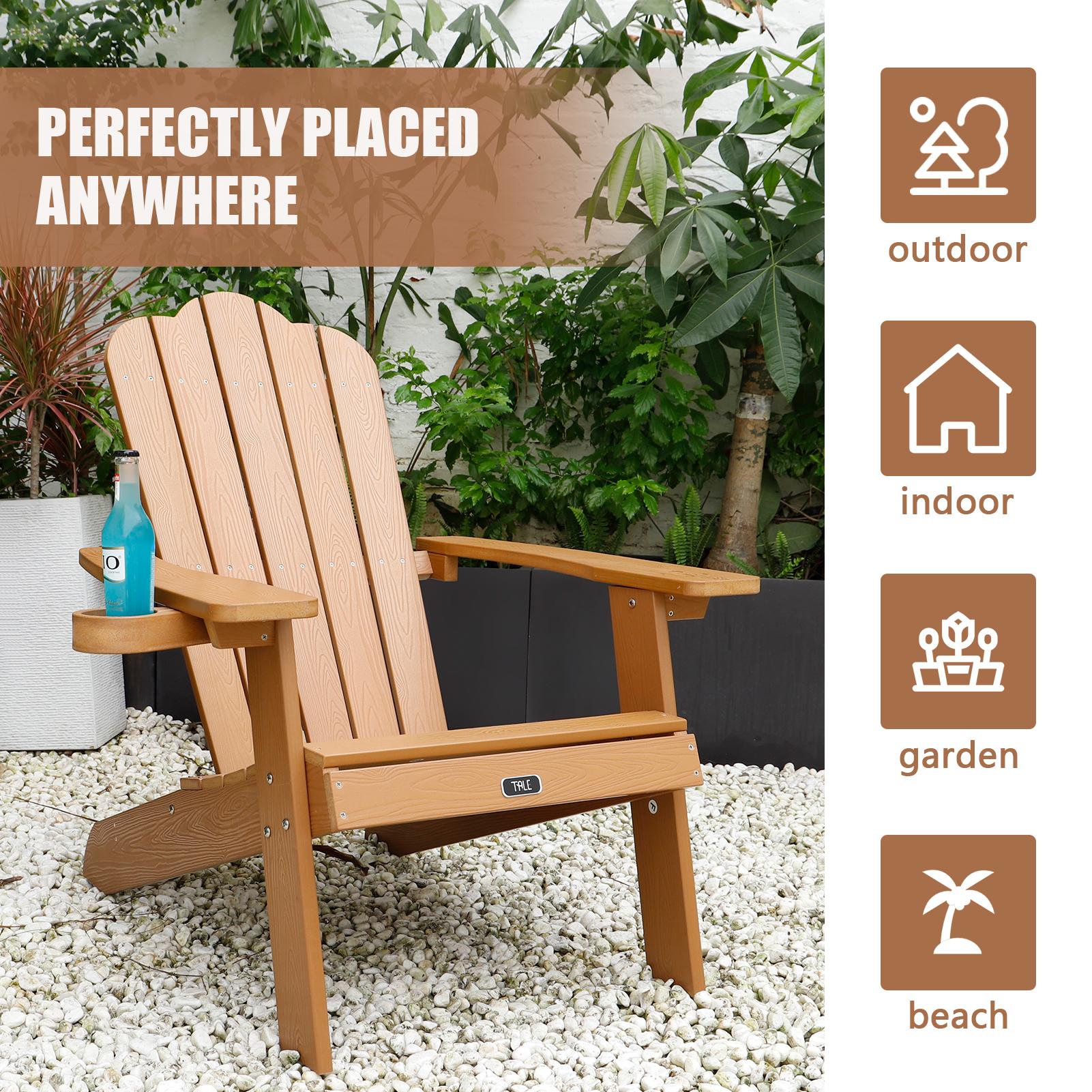 Tale Adirondack Chair Backyard Outdoor Furniture Painted Seating With Cup Holder ，For All-Weather Ban On Amazon