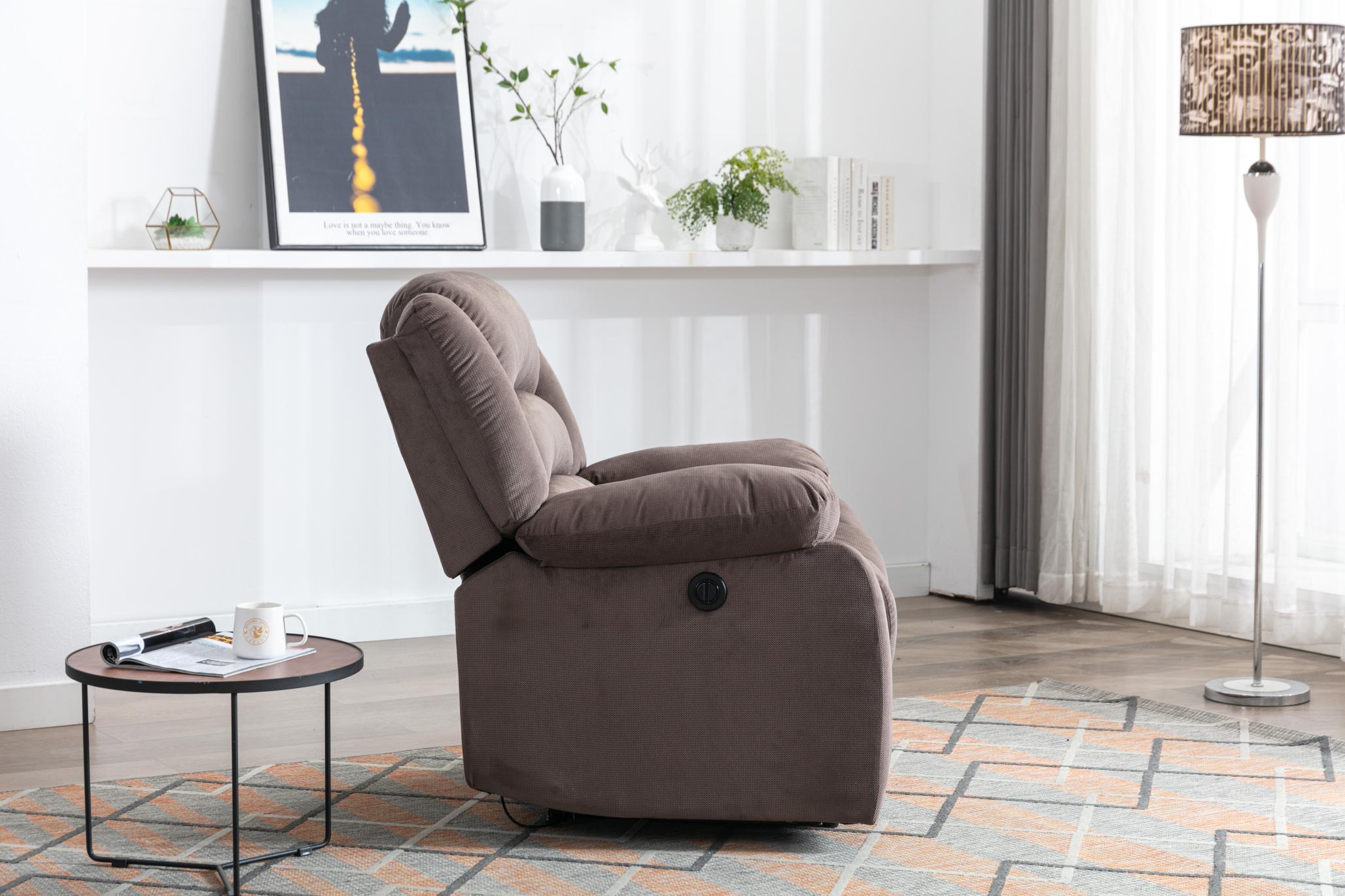 Classic Electric Recliner With Soft Cushion And Back, Small Sofa With Comfortable Armchair