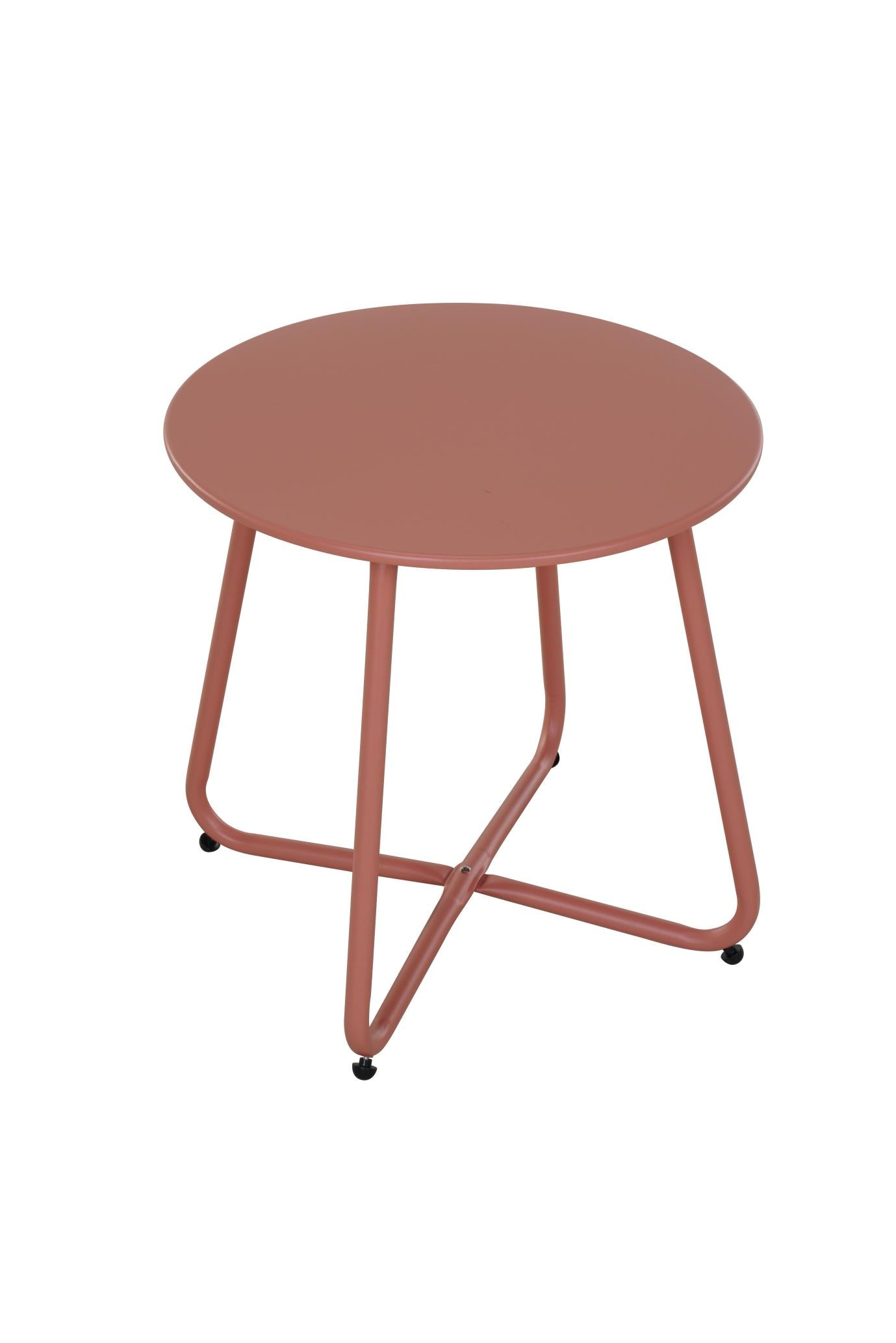 Sr Steel Patio Side Table, Weather Resistant Outdoor Round End Table