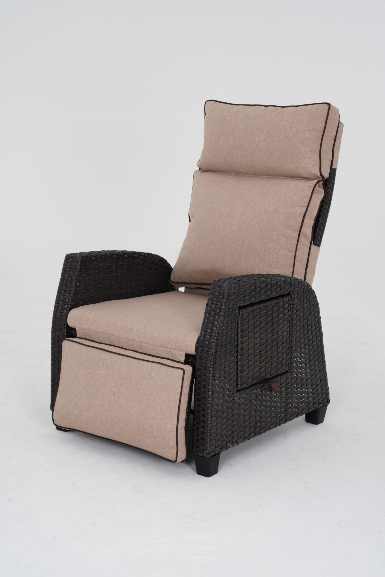 Outdoor Rattan Reclining Adjustable Lounge Chair