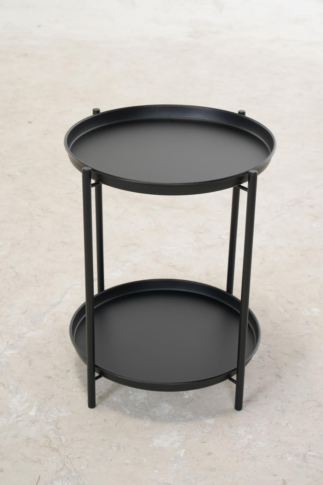 Outdoor Steel Patio Side Table 2-Tier