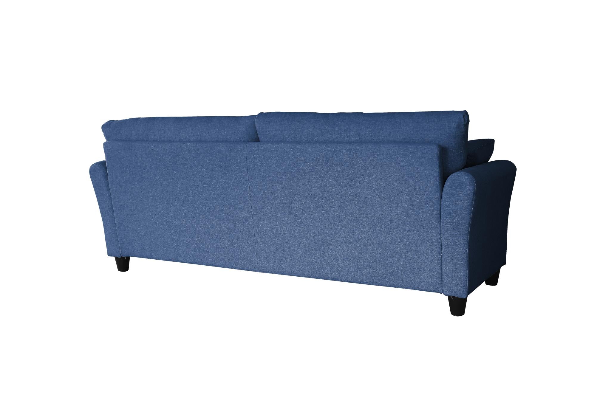 Loveseat Sofa Blue Linen With 2 Pillows