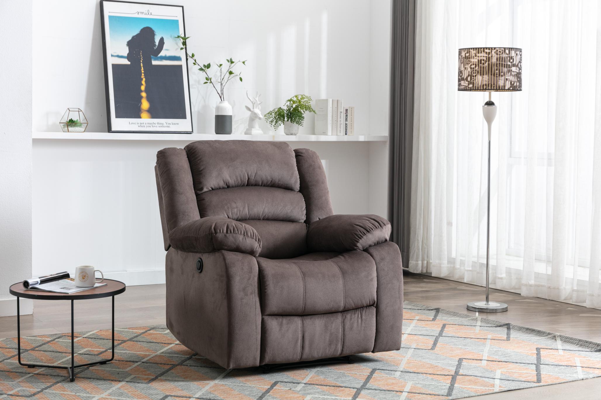 Classic Electric Recliner With Soft Cushion And Back, Small Sofa With Comfortable Armchair