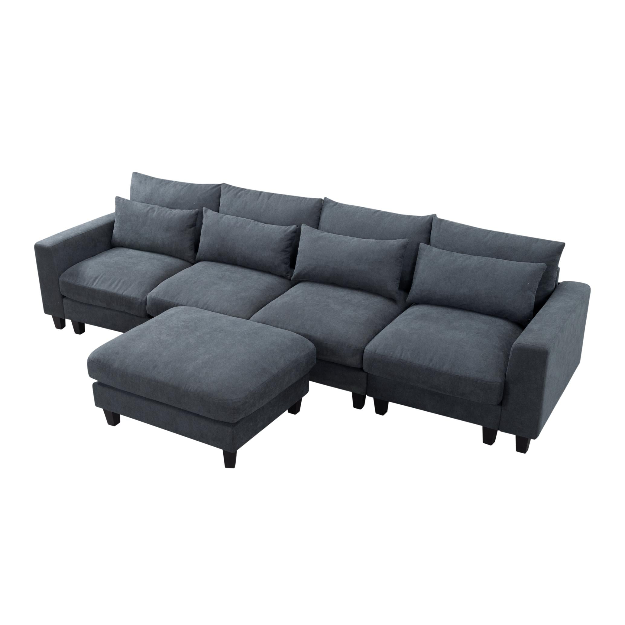 124.4” Modular L-Shaped Sectional Sofa With Ottoman