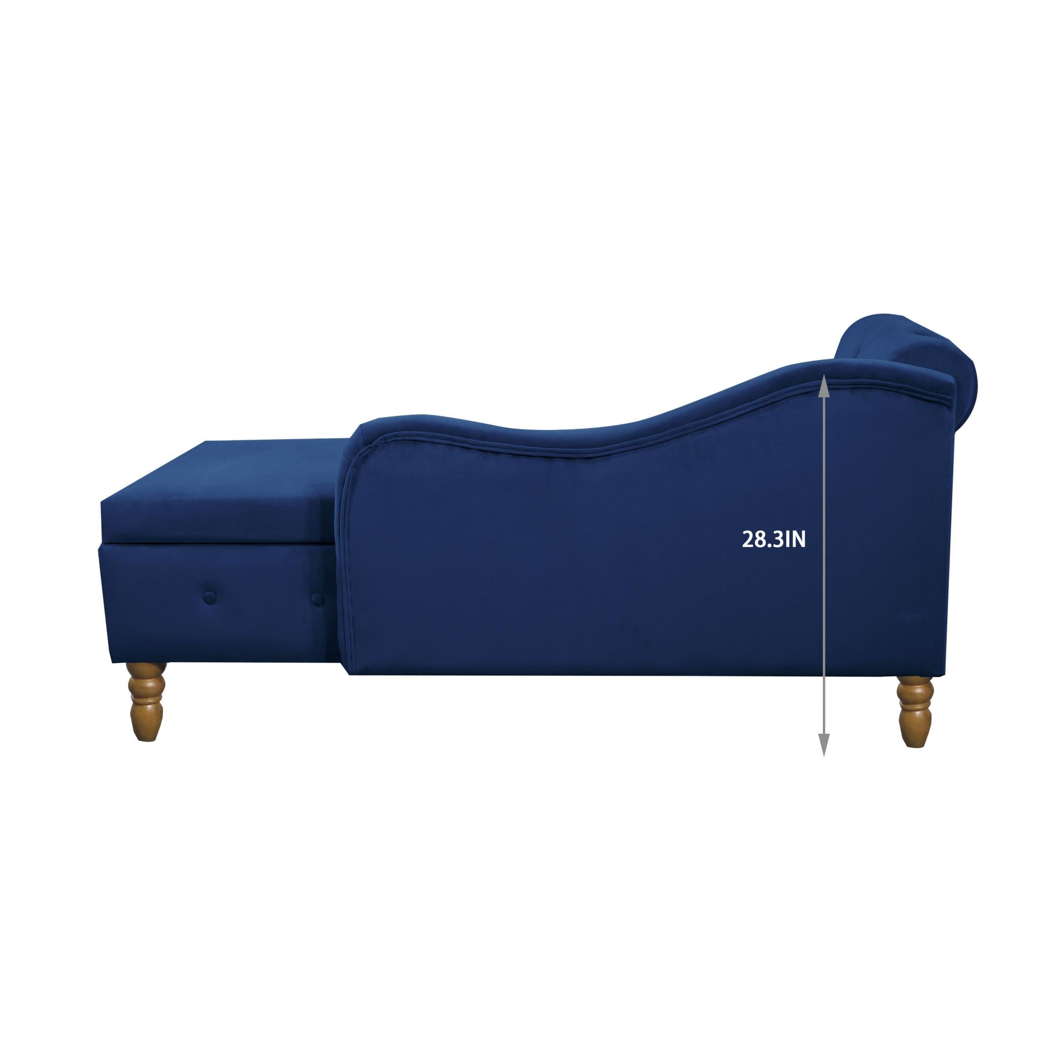 Velvet indoor Chaise Lounge With Nailhead Trim, Storage And Pillows, Can Be Used in Living Room, Bedroom, Den