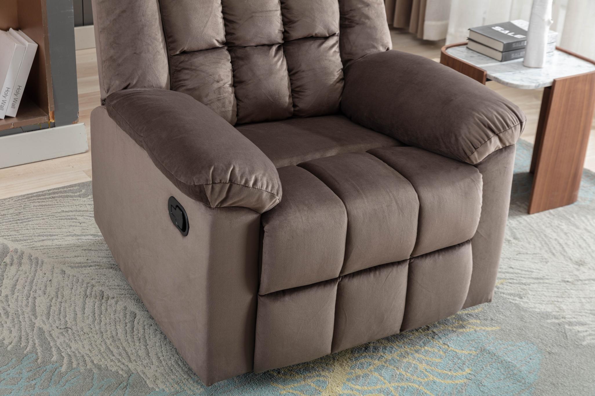 Classic Manual Recliner With Soft Padded Headrest And Armrest, Wonderful Chair&Sofa For Living Room And Bed Room