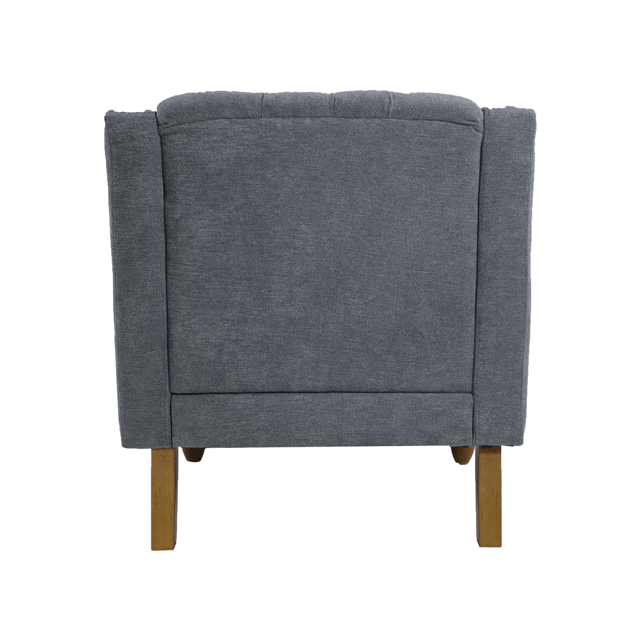 Footstool Chair Sets with Vintage Brass Studs and Tufted Upholstered Armchairs