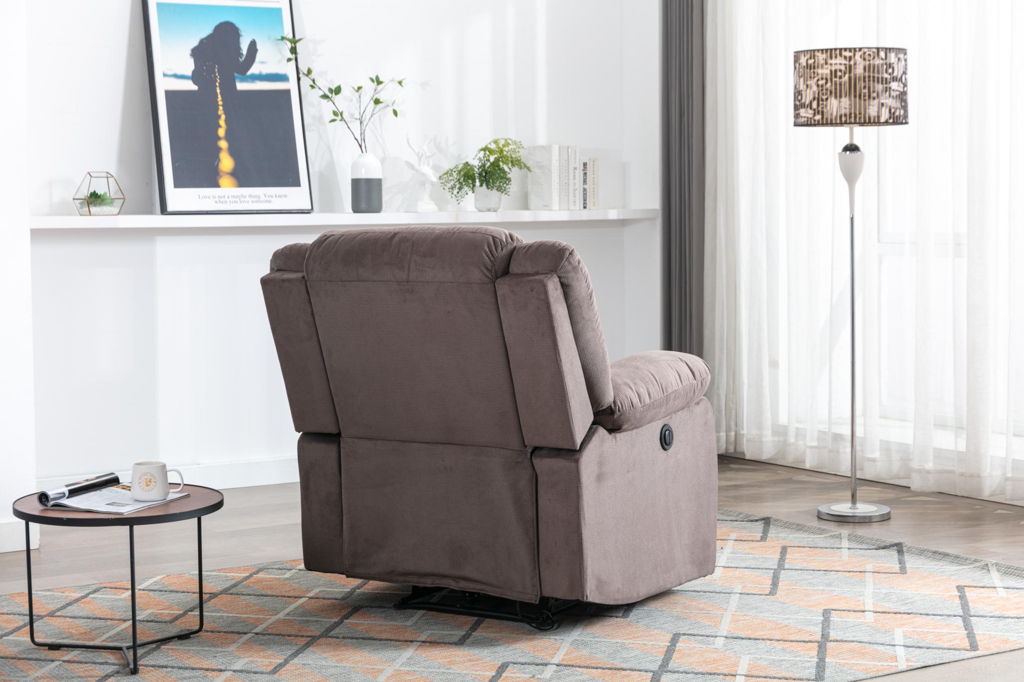 Classic Electric Recliner With Soft Cushion And Back, Small Sofa With Comfortable Armchair