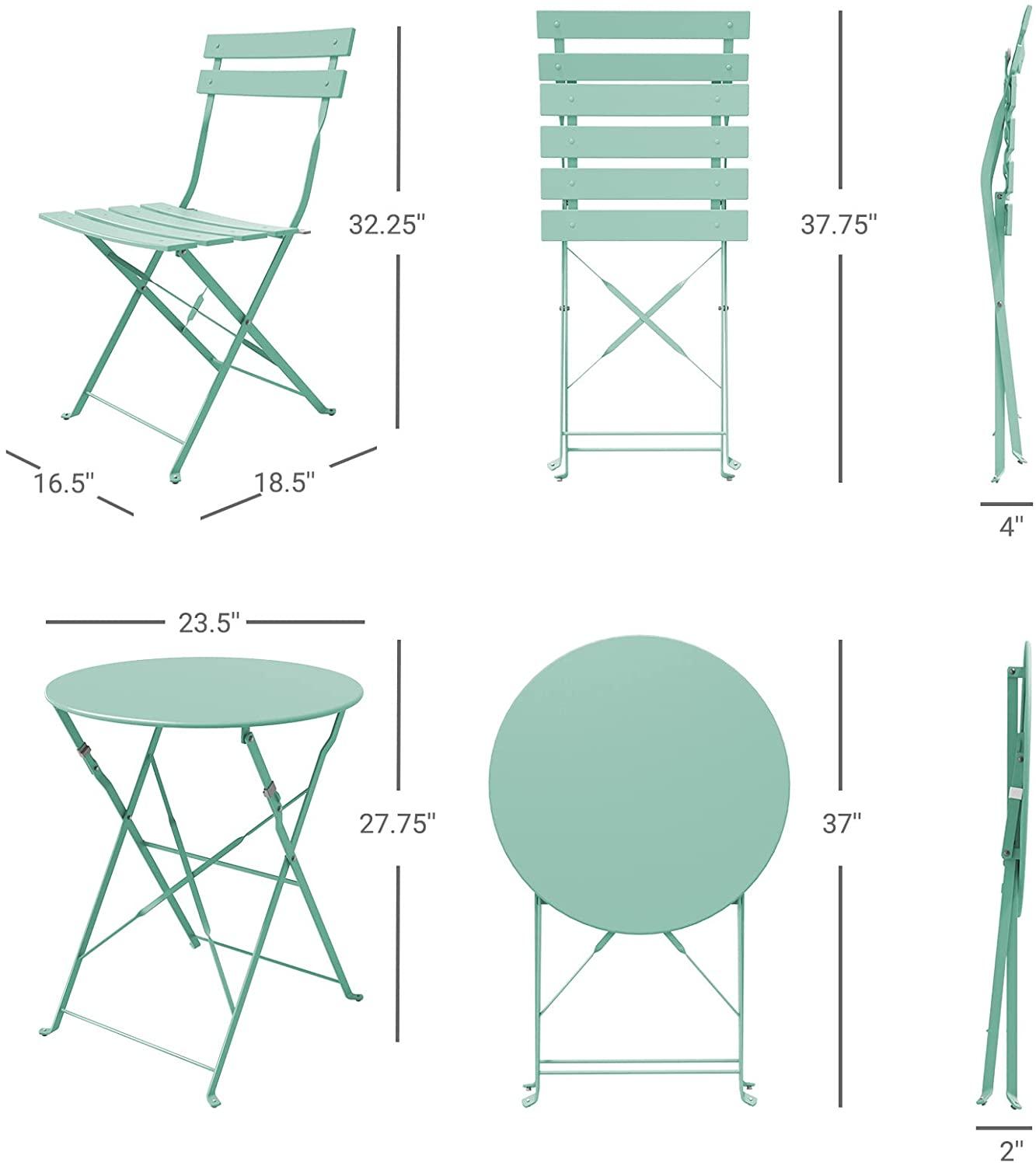 Sr Steel Patio Bistro Set, Folding Outdoor Patio Furniture Sets, 3 Piece Patio Set Of Foldable Patio Table And Chairs