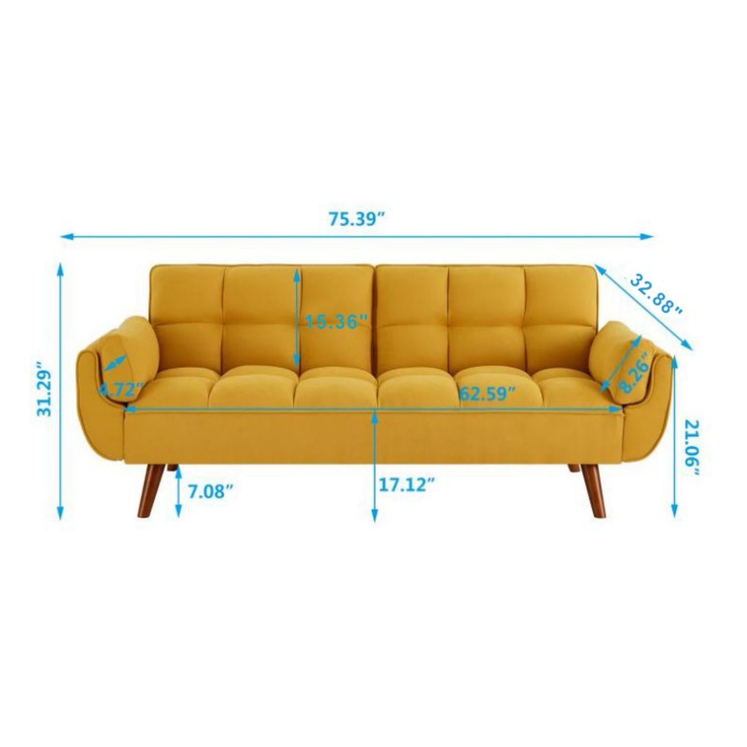 Velvet Sofa Furniture Adjustable Backrest Loveseat