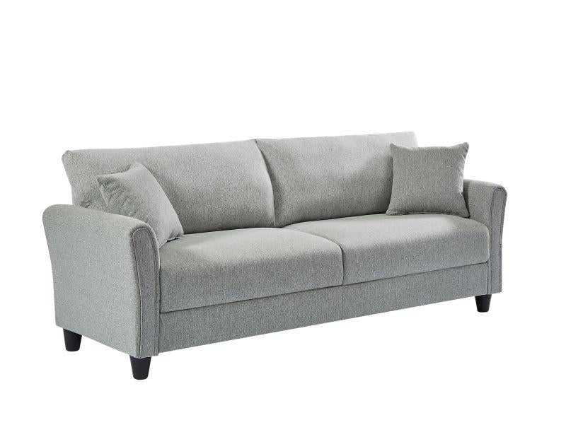 Loveseat Sofa Blue Linen With 2 Pillows