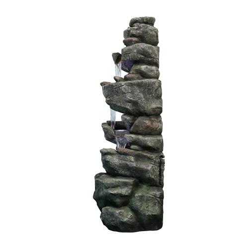 40.5inches High Rocks Outdoor Water Fountain With Led Lights