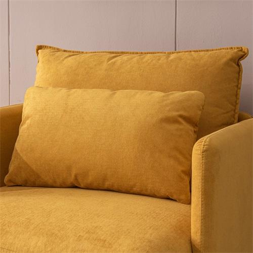 Modern Fabric Accent Armchair,Upholstered Single Sofa Chair,Yellow  Cotton Linen-30.7''