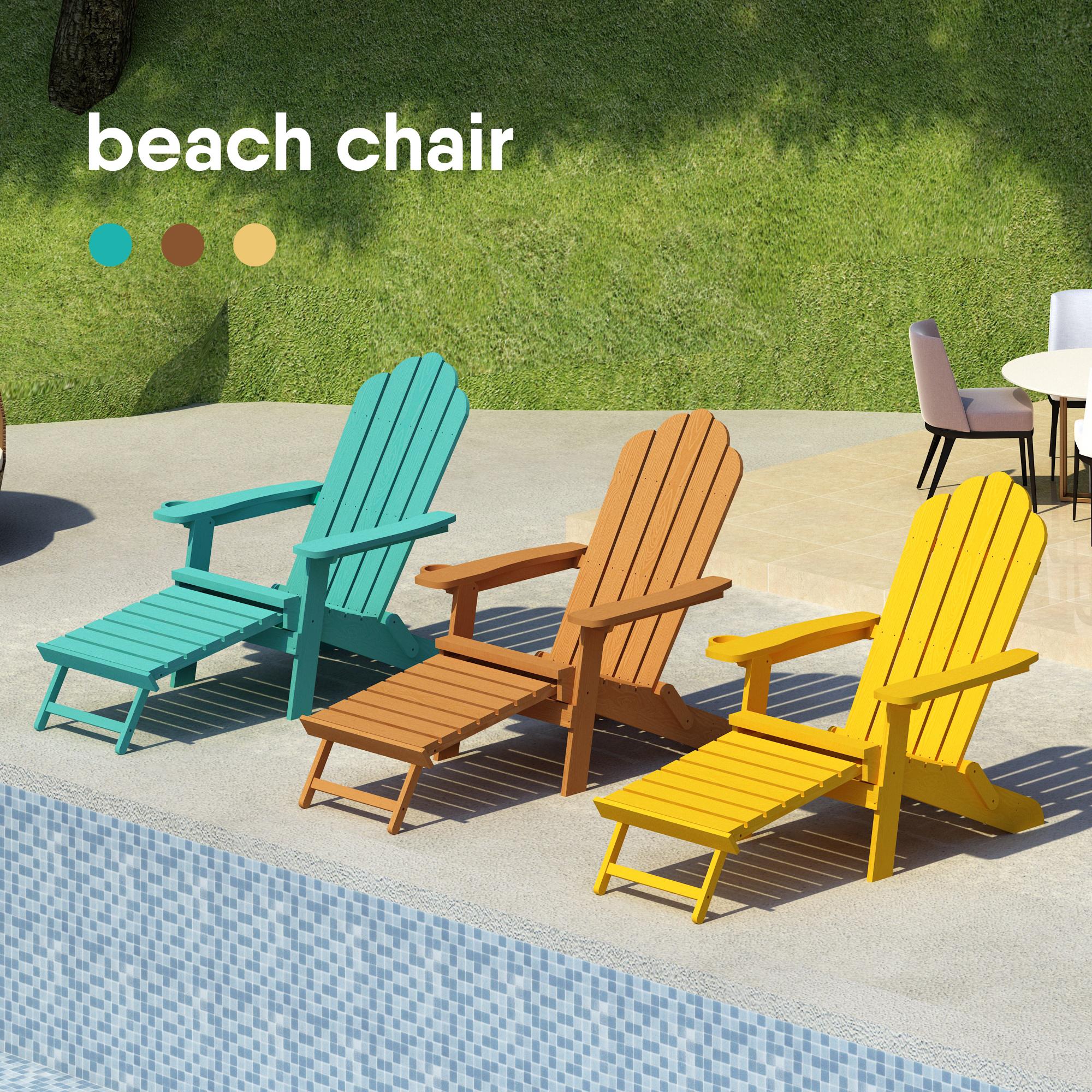 Tale Folding Adirondack Chair With Pullout Ottoman With Cup Holder, Oaversized, Poly Lumbe Ban On Amazon