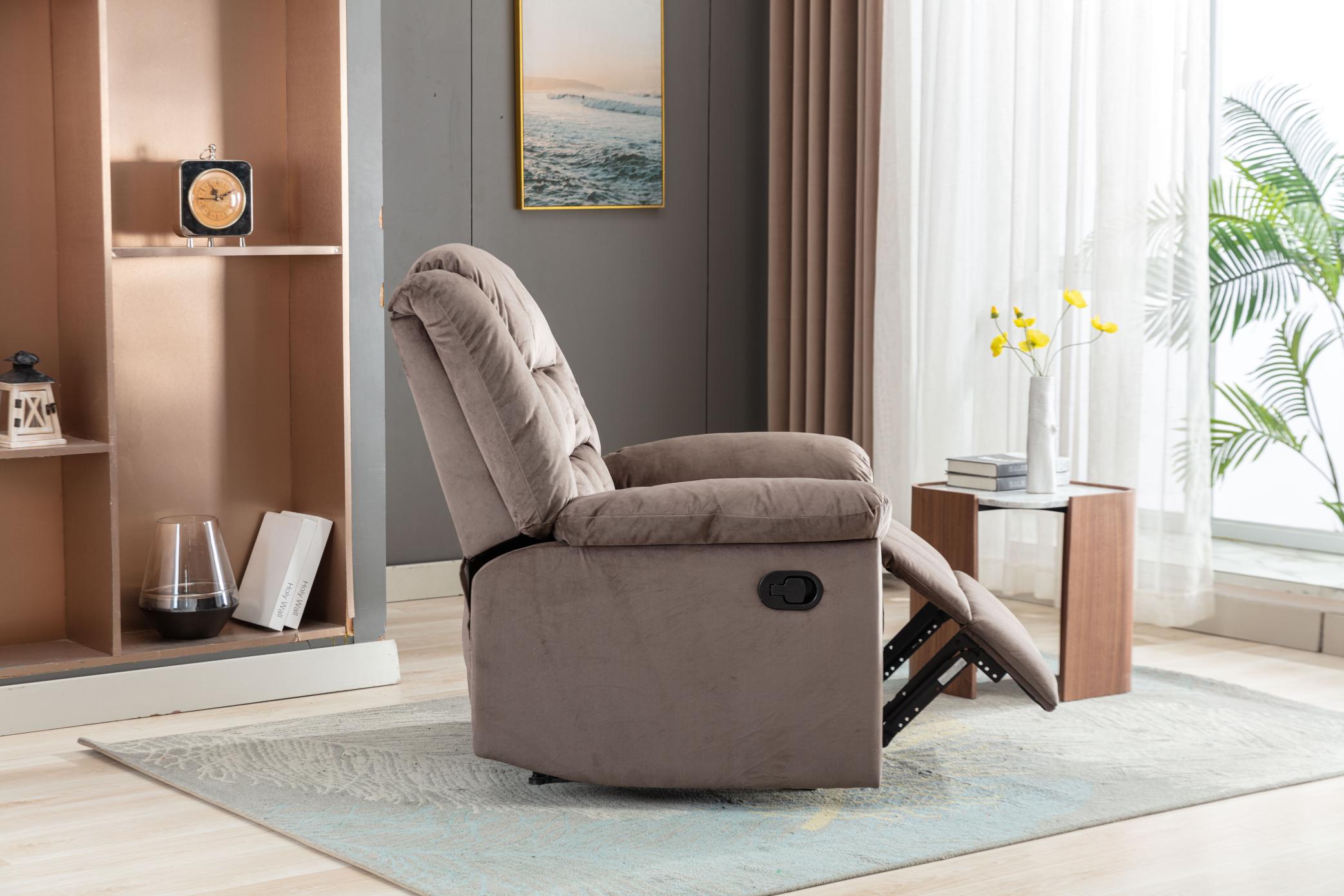 Classic Manual Recliner With Soft Padded Headrest And Armrest, Wonderful Chair&Sofa For Living Room And Bed Room