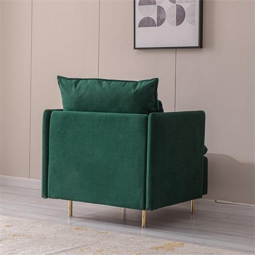 Modern Fabric Accent Armchair,Upholstered Single Sofa Chair,Emerald Cotton Linen-30.7''