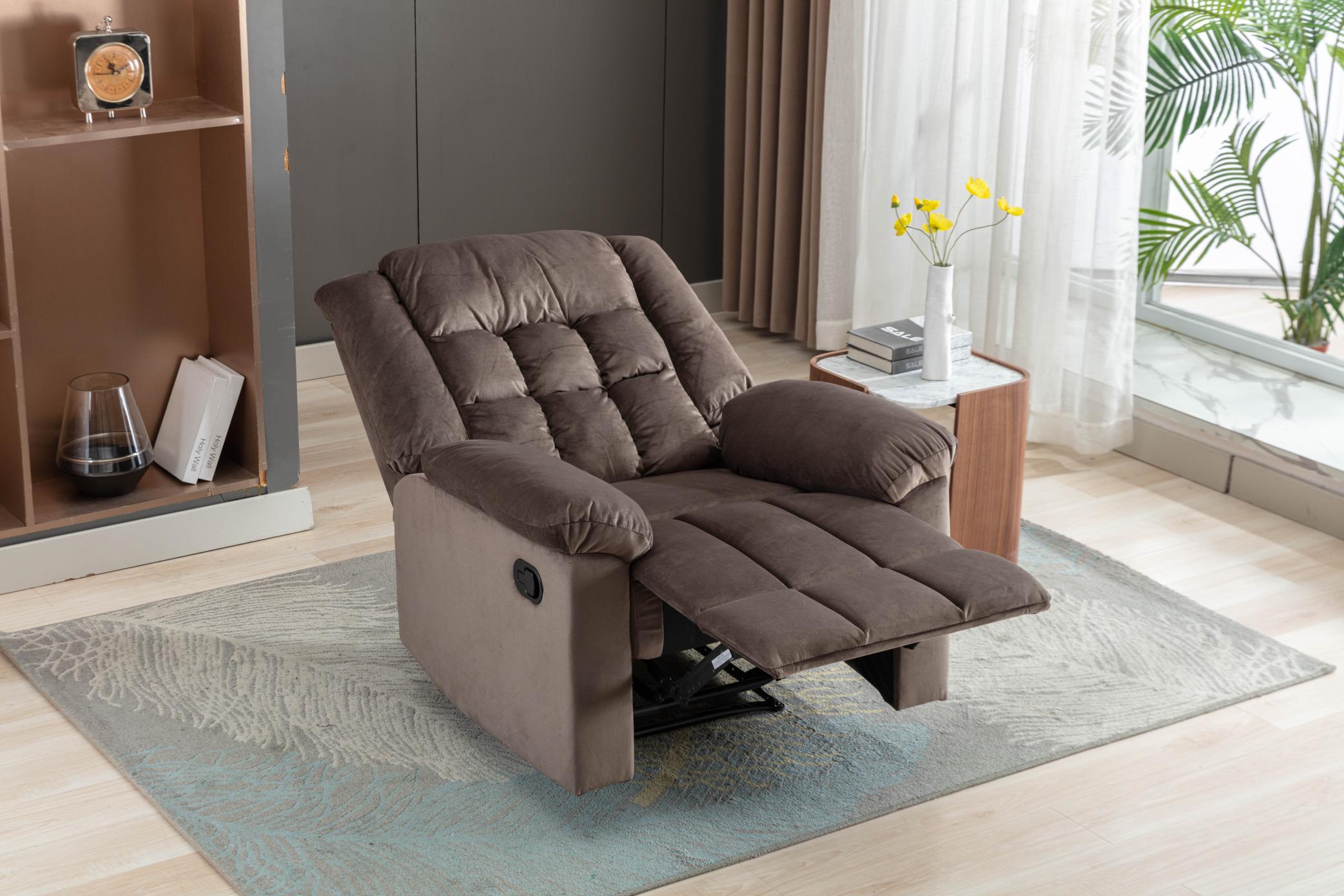 Classic Manual Recliner With Soft Padded Headrest And Armrest, Wonderful Chair&Sofa For Living Room And Bed Room