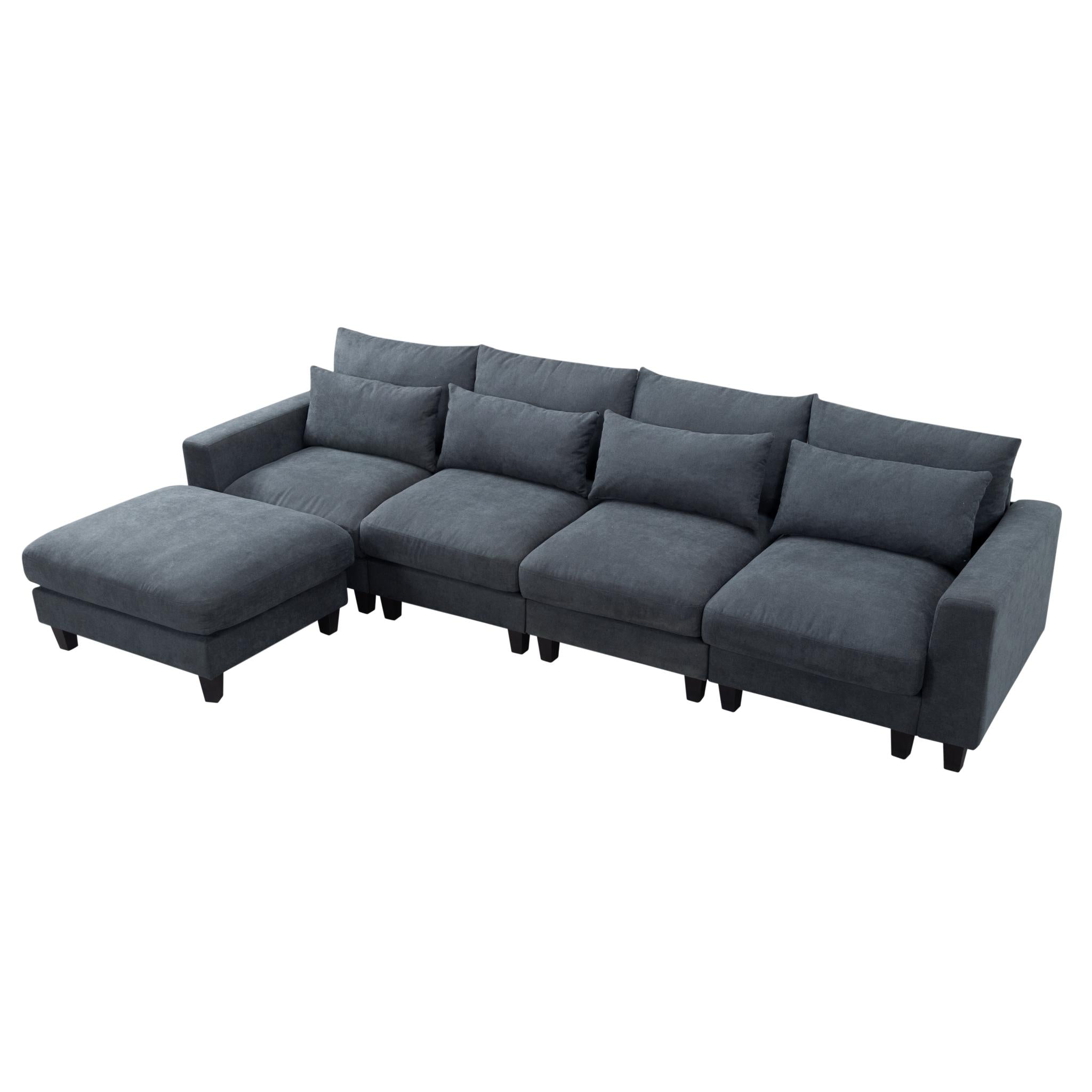 124.4” Modular L-Shaped Sectional Sofa With Ottoman