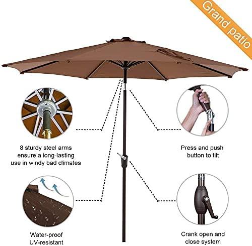 Patio Outdoor Market Umbrella With Aluminum Auto Tilt And Crank Without Base