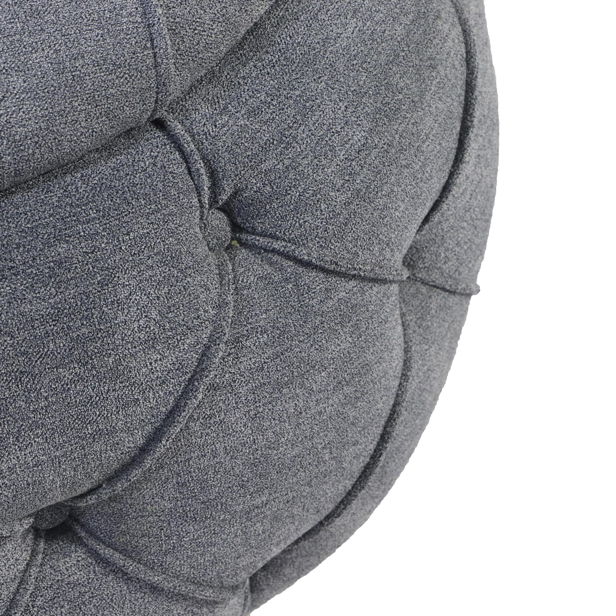 Large Button Tufted Woven Round Storage Footstool。Suitable For Living Room, Bedroom, Study