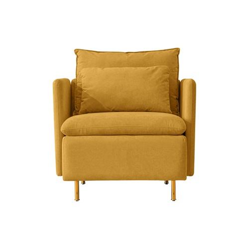 Modern Fabric Accent Armchair,Upholstered Single Sofa Chair,Yellow  Cotton Linen-30.7''