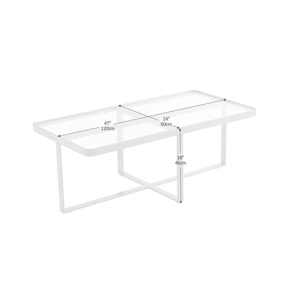 Minimalism Rectangle Coffee Table,Golden Metal Frame With Tempered Glass Tabletop