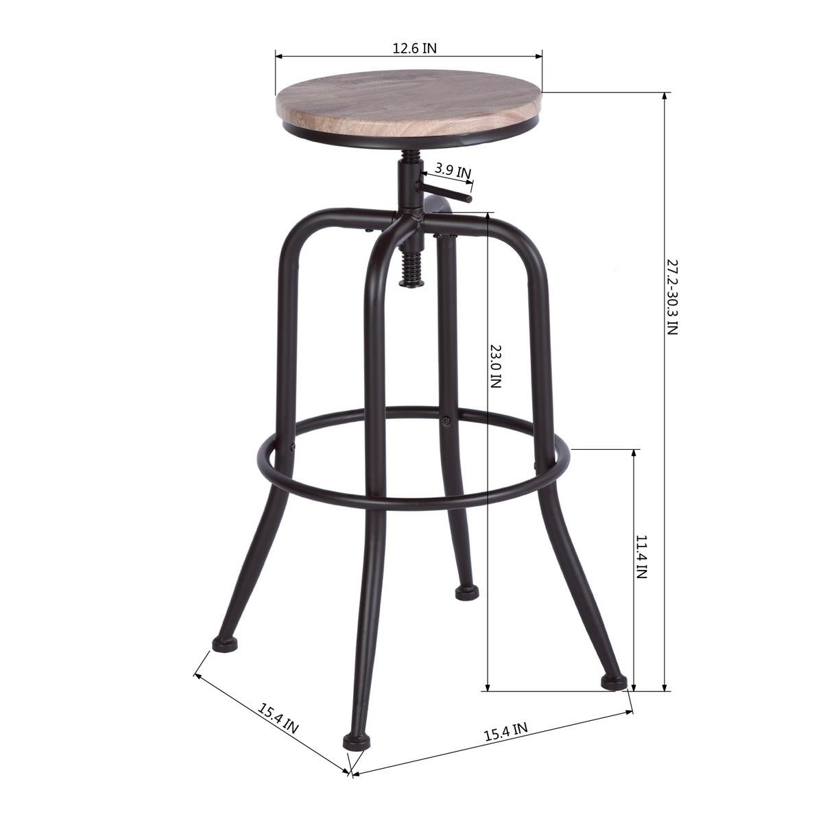 Oak Curved Leg High Bar Stool