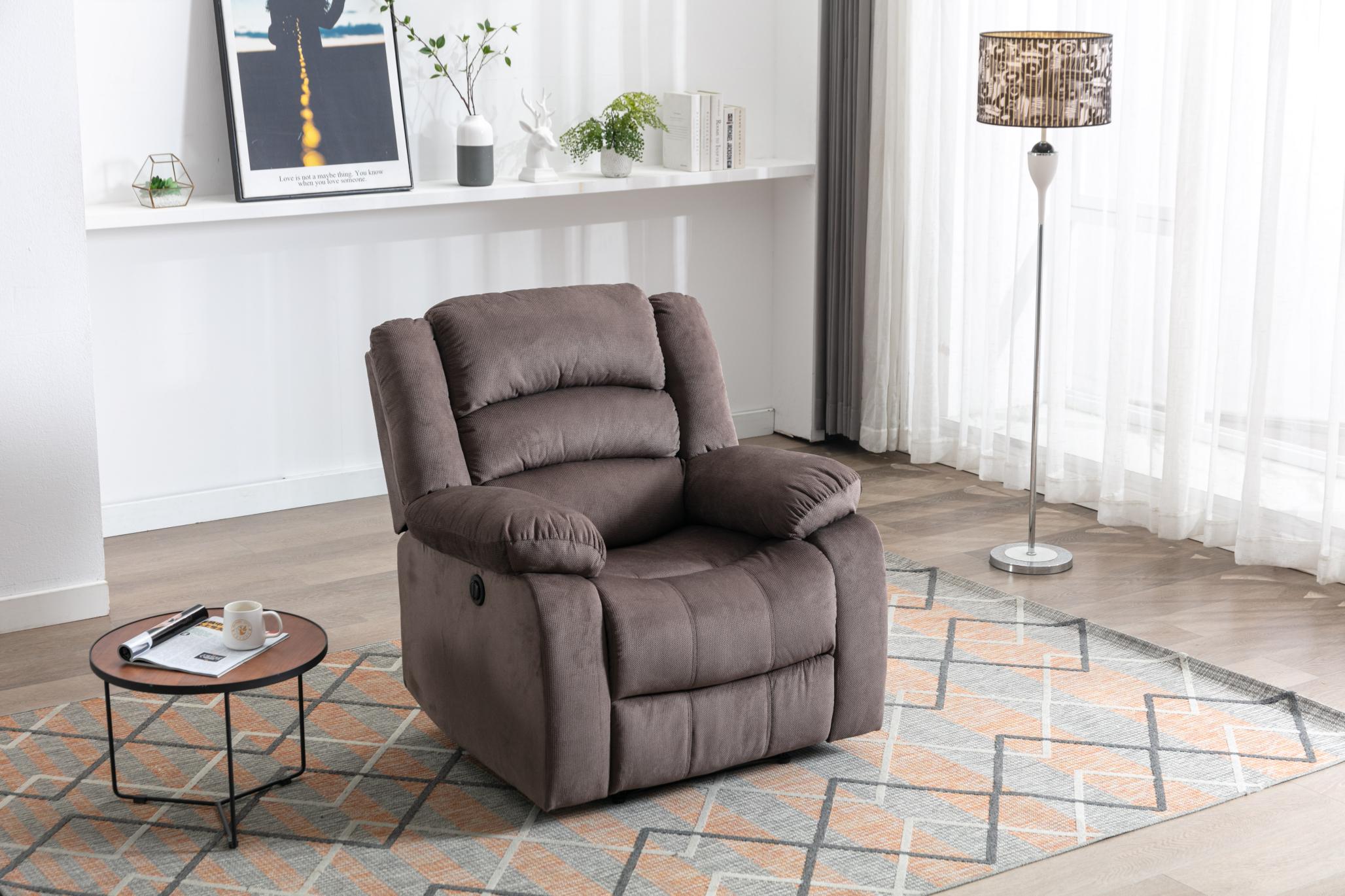 Classic Electric Recliner With Soft Cushion And Back, Small Sofa With Comfortable Armchair