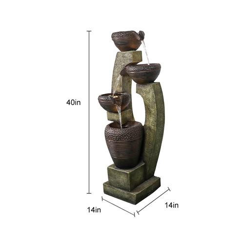 40inches Modern Outdoor Garden Fountain With Contemporary Design For Garden, Patio Decor