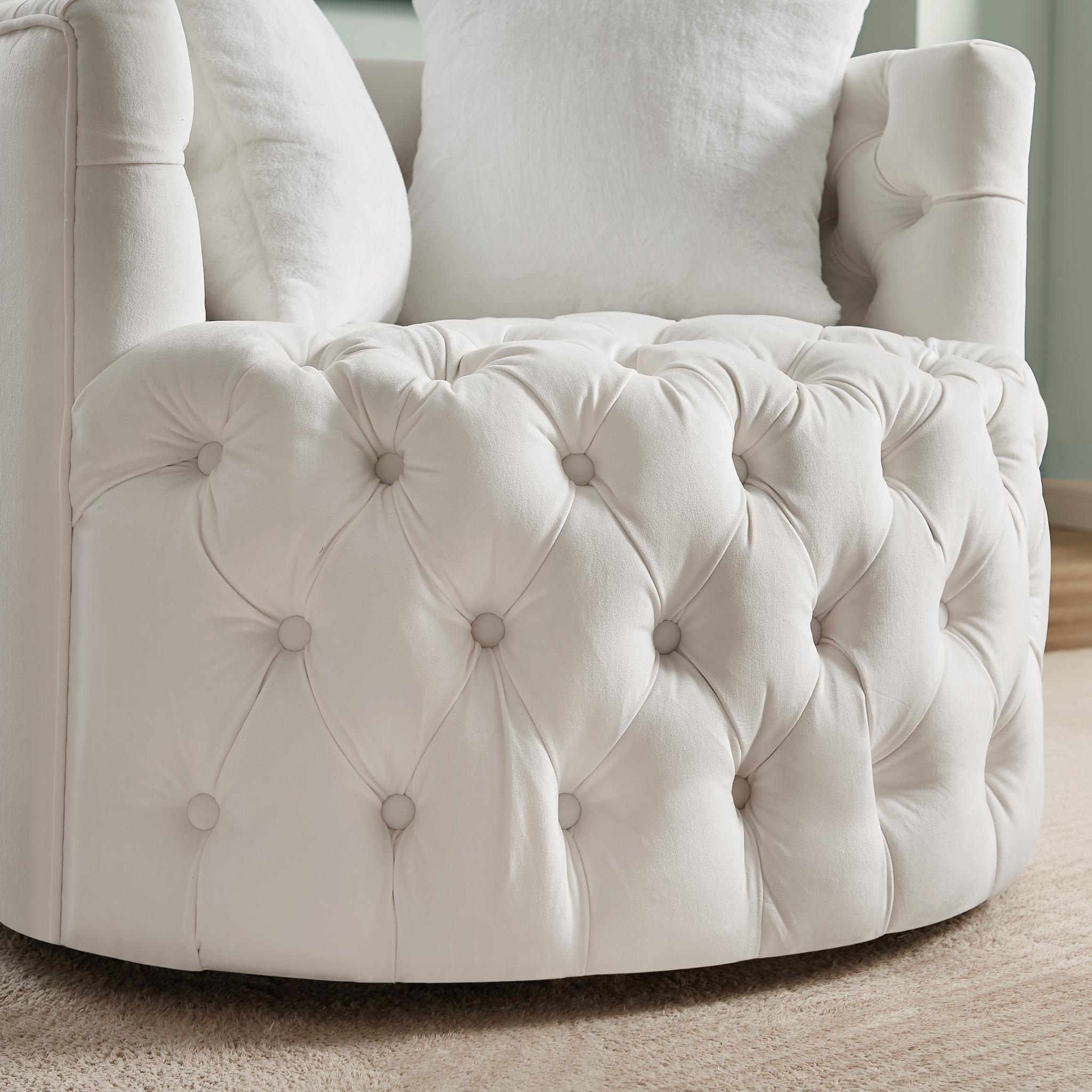 Modern Swivel Barrel Chair with Pillows