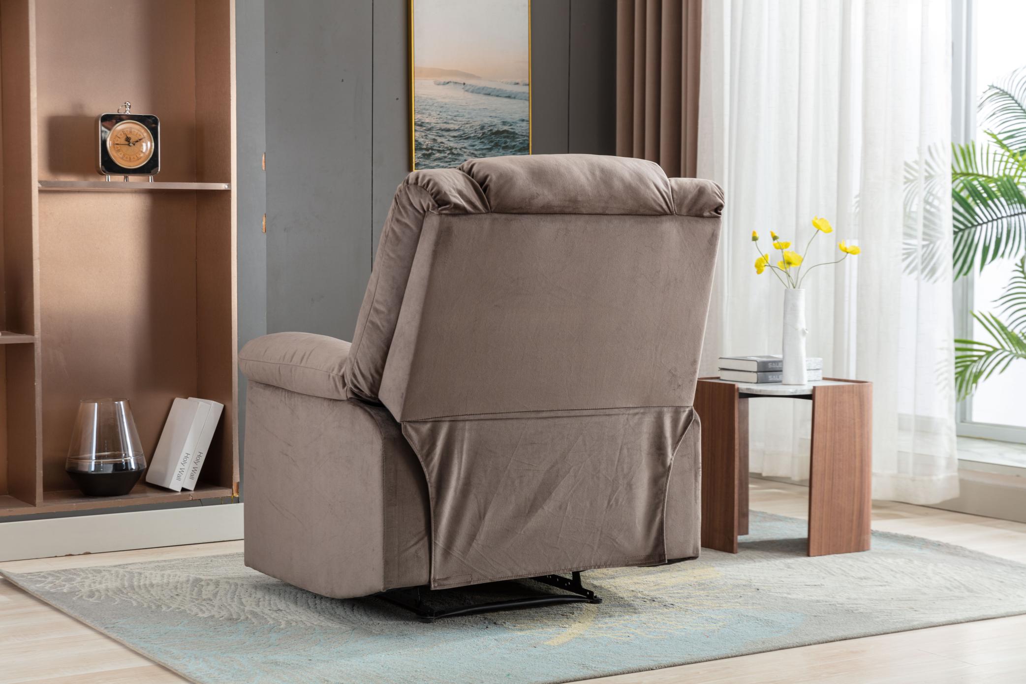 Classic Manual Recliner With Soft Padded Headrest And Armrest, Wonderful Chair&Sofa For Living Room And Bed Room