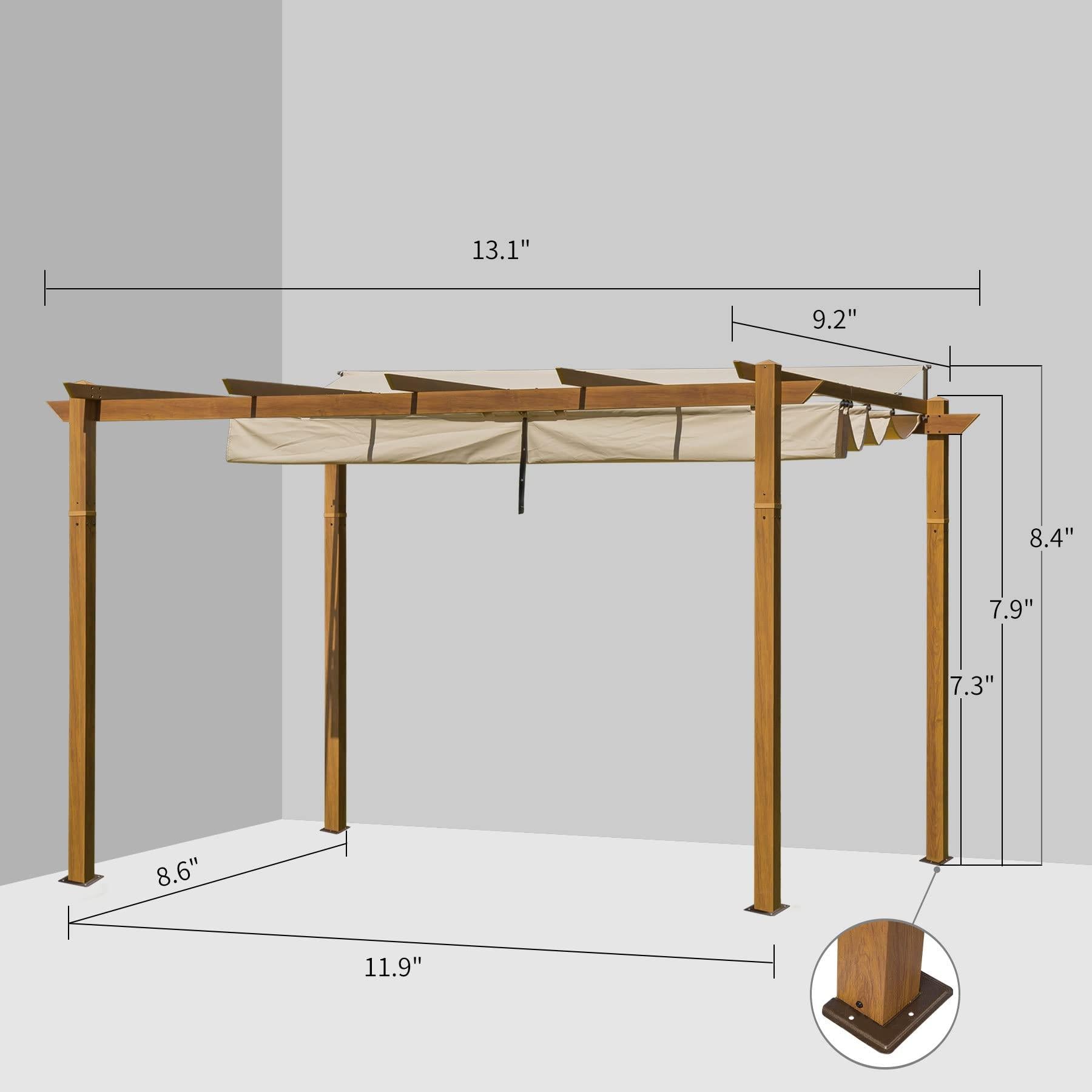 Domi Outdoor Living Outdoor Retractable Pergola With Weather-Resistant Canopy Aluminum