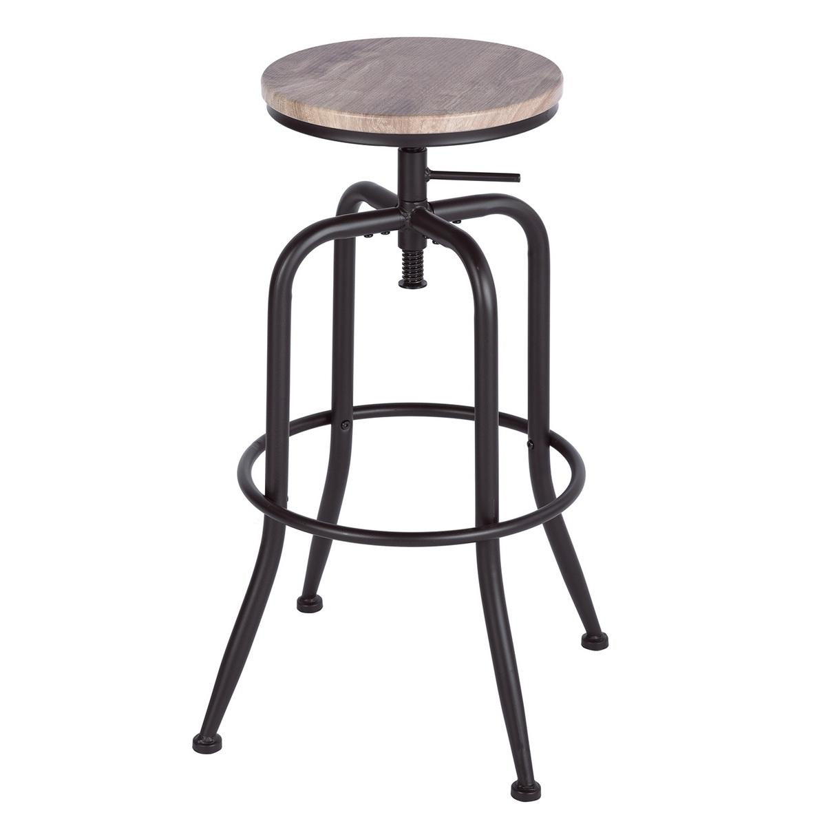 Oak Curved Leg High Bar Stool