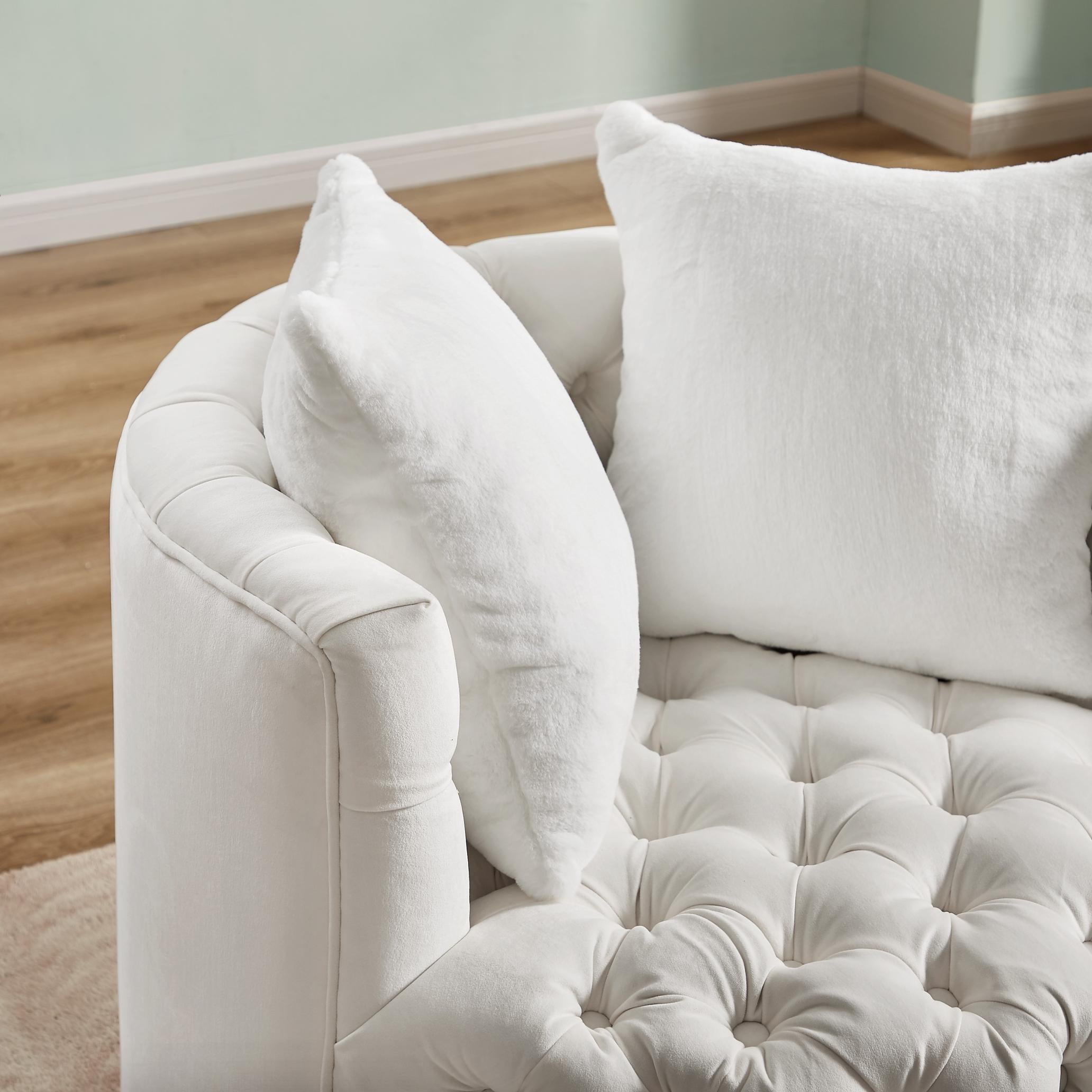 Modern Swivel Barrel Chair with Pillows