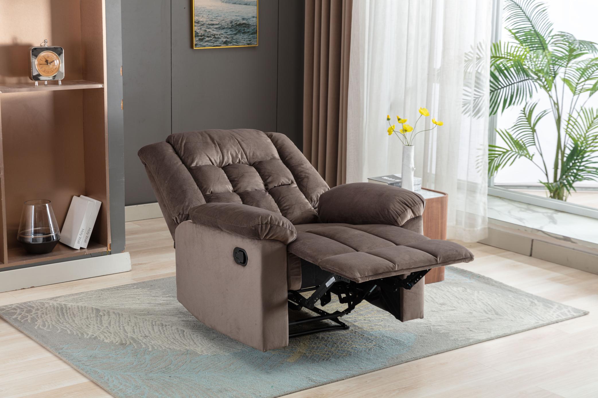 Classic Manual Recliner With Soft Padded Headrest And Armrest, Wonderful Chair&Sofa For Living Room And Bed Room