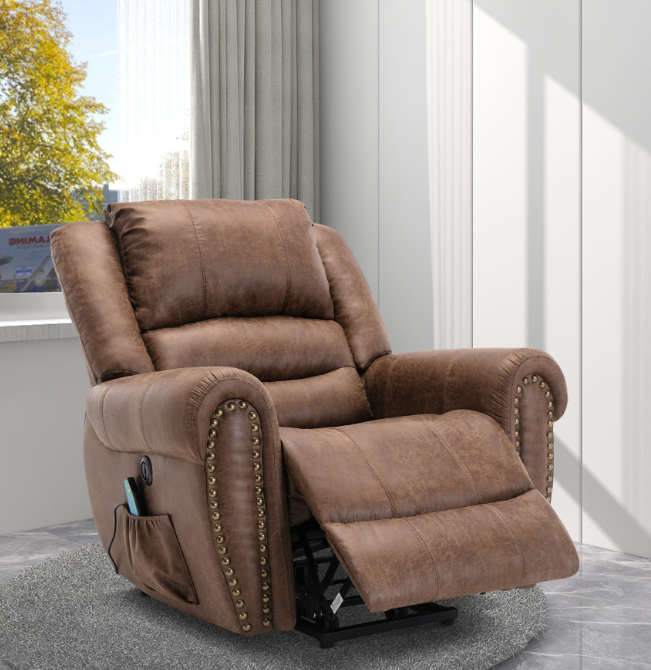 Leather Rivet Power Lift Recliner Chair With Massage And Usb Port