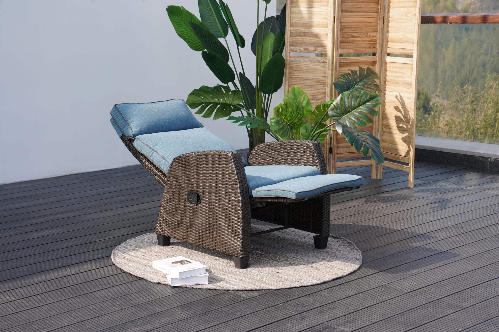 Outdoor Rattan Reclining Adjustable Lounge Chair