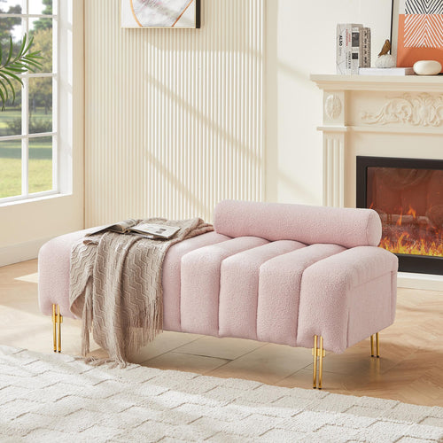 Modern Upholstered Bench with Gold Legs