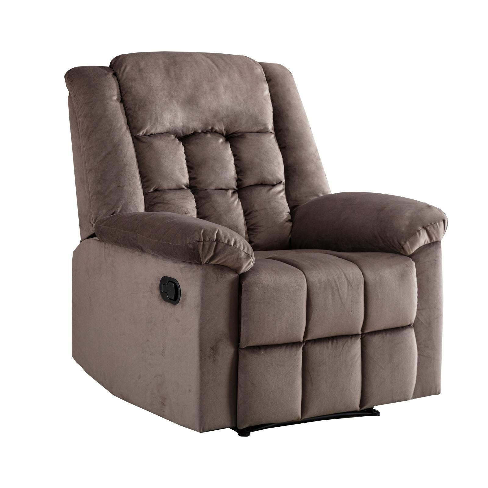 Classic Manual Recliner With Soft Padded Headrest And Armrest, Wonderful Chair&Sofa For Living Room And Bed Room