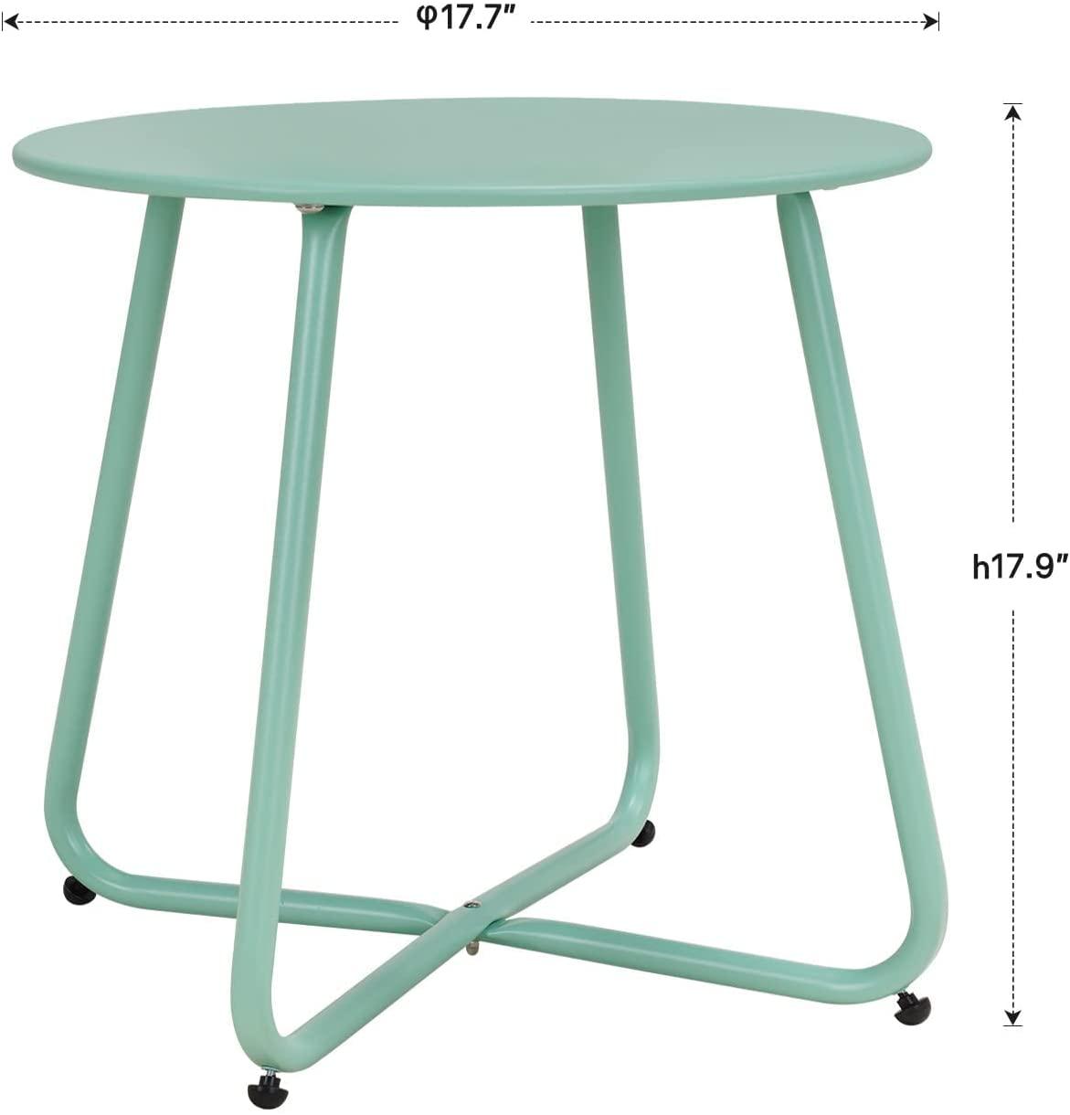 Sr Steel Patio Side Table, Weather Resistant Outdoor Round End Table