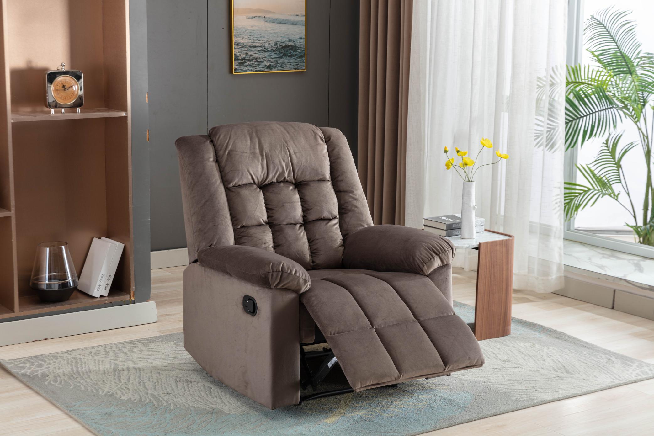 Classic Manual Recliner With Soft Padded Headrest And Armrest, Wonderful Chair&Sofa For Living Room And Bed Room