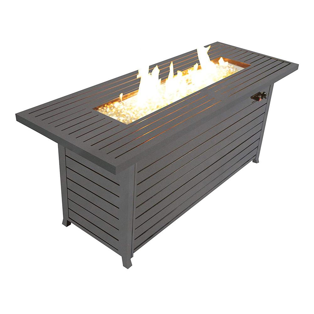 57in Outdoor Gas Fire Pit 50000 BTU Bronze Rectangular Propane Fire Pit Table