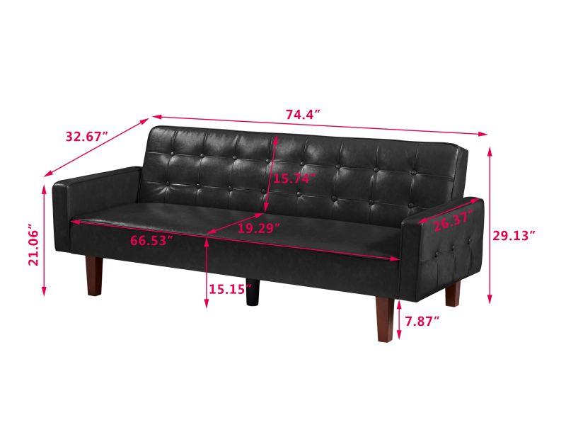 Pu Leather Sofa Furniture Adjustable Backrest Easily Assembles Loveseat