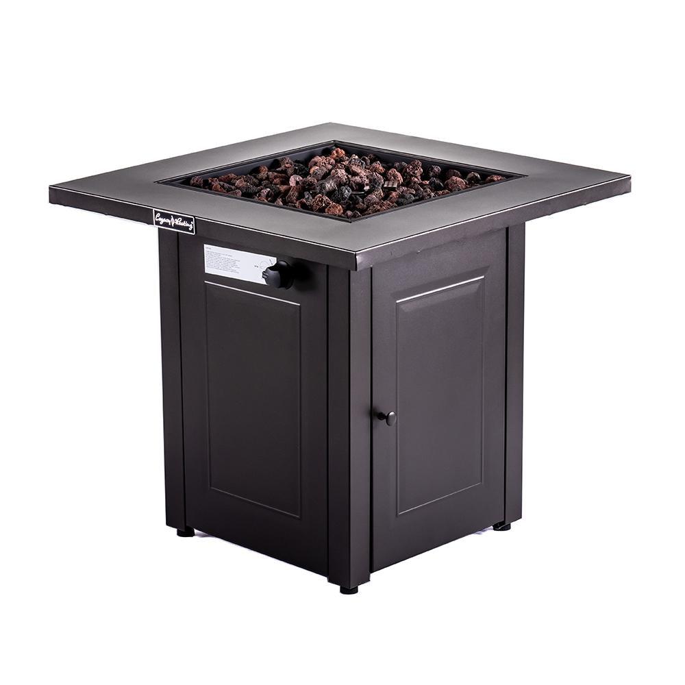28in Propane Fire Pit Table 50000 BTU Outdoor Brown Square Gas Fire Pit Table