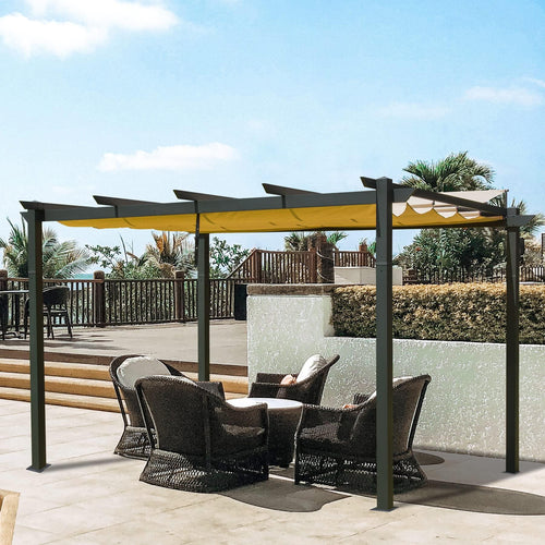 Domi Outdoor Living Outdoor Retractable Pergola With Weather-Resistant Canopy Aluminum